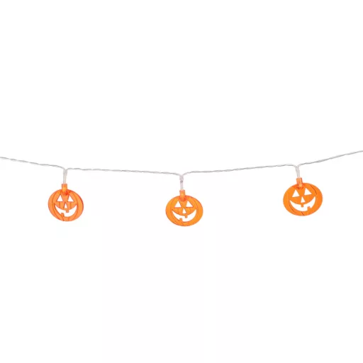 Halloweeni tökös, szellemes fényfüzér elemes 10 LED 1,2 m 2xAA 4 féle