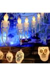Halloweeni csontváz/koponya fényfüzér elemes 10 LED 1,2 m 2xAA