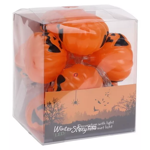 XL Halloweeni tökfejes fényfüzér elemes 10 LED 1,2 m 2xAA 2 féle