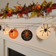   XL Halloweeni pamutgömb pókos fényfüzér elemes 10 LED 1,2 m 2xAA 2 féle