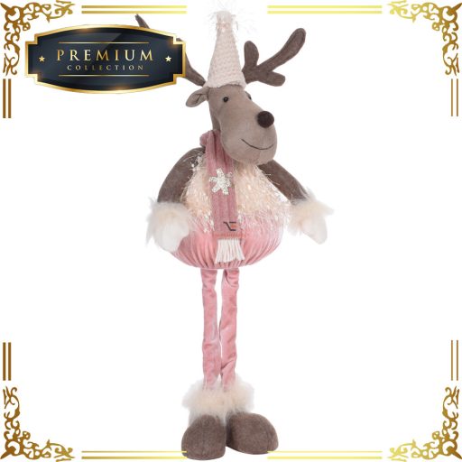 Rénszarvas rózsaszín textil 55cm 2 féle karácsonyi figura
