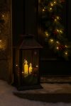 Karácsonyi LED Lámpás Réz Patinával – Melegfehér Gyertya Fénnyel 30 cm