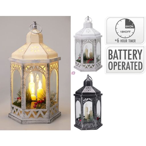 LED Lámpás Melegfehér Gyertya Fénnyel 33 cm