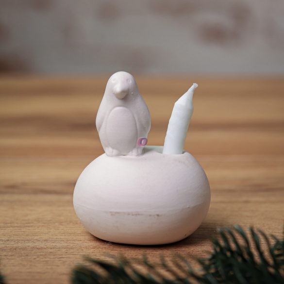 Trendi Gyertyatartó gyertyával porcelán, 8 cm állatok kövön