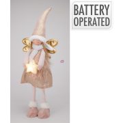Plüss Angyal LED-es Csillaggal – Rózsaszín, 67 cm