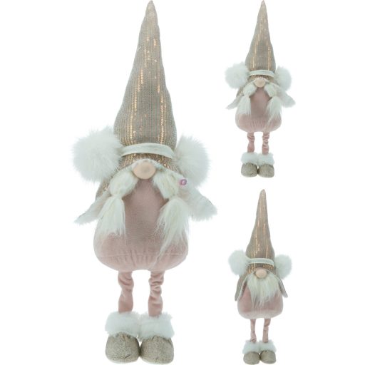 Plüss Karácsonyi Manó Rózsaszín-Fehér Ruhában, 51 cm – Fiú vagy Lány