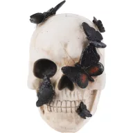 Prémium halloweeni koponya pillangókkal 19 cm
