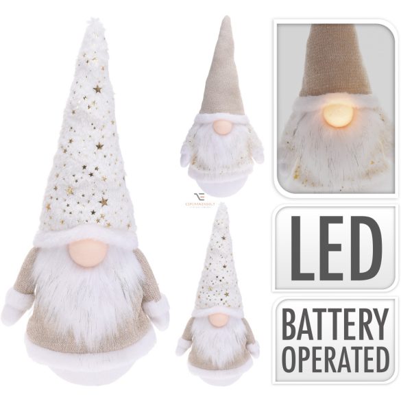 Karácsonyi Manó púder ajtótámasz 43 cm 2 féle textil LED