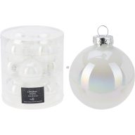   Prémium üveg fehér karácsonyfagömb 6 cm 12 db-os irizáló