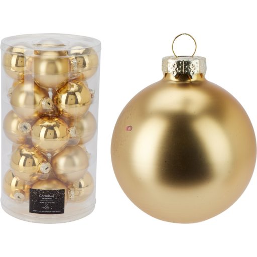 Karácsonyi üveggömb szett – 20 db-os 60 mm arany