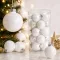 20 részes üveg karácsonyi fehér gömbdísz szet, 6 cm