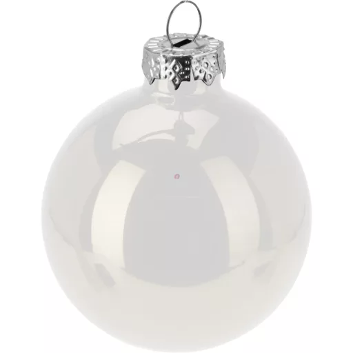 20 részes üveg karácsonyi fehér gömbdísz szet, 6 cm