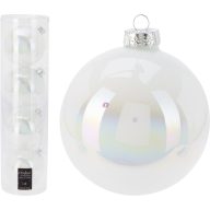   Karácsonyi üveggömb szett – 5 db-os 100mm fehér, irizáló