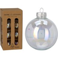   Prémium üveg fehér karácsonyfagömb 6 cm 16 db-os irizáló