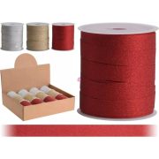   Csillámos Dekor Szalag – 10 mm × 10 m (arany, ezüst, piros)