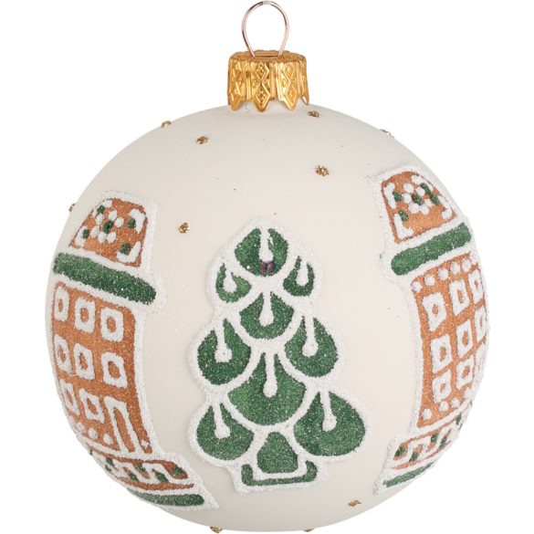 Kézműves Piros, Fehér karácsonyfagömb szett üveg, kézzel festett 8 cm 12 db-os