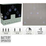   LED-es Girland ablakdísz csillagok és hópelyhek, hidegfehér, timer, 120 led, 1,2 m