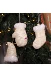 Fehér karácsonyfadísz gyöngyökkel 11 cm 3 féle választható kivitel