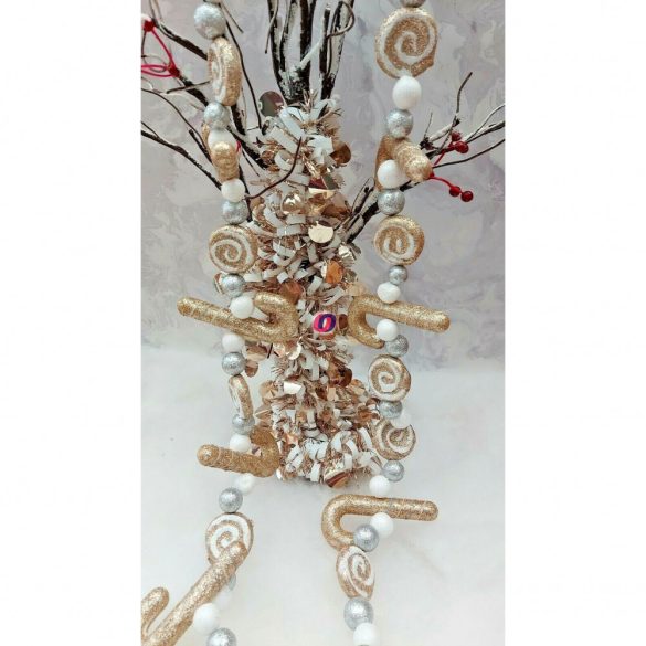 Karácsonyi girland Candy cane 1,4 m pezsgő-arany