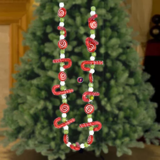 Karácsonyi girland Candy cane 1,4 m piros, zöld