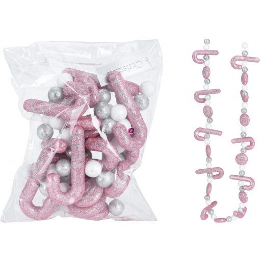 Karácsonyi girland Candy cane 1,4 m pink