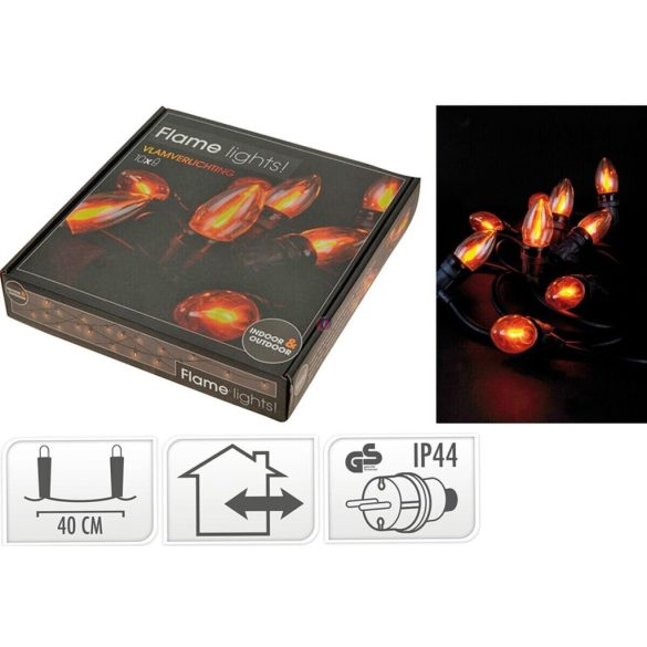 Retro Kültéri Lángfény Füzér – 10 db E14 izzóval