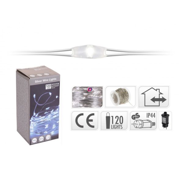 Kültéri micro led fényfüzér 12m IP44 120 led hidegfehér
