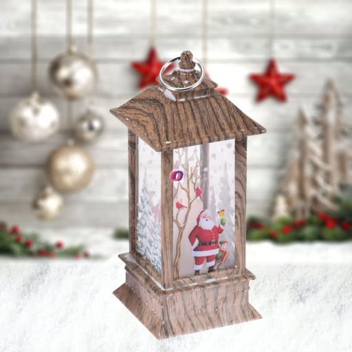 Prémium Fa hatású Lámpás 13 cm LED világtással, elemes 4 féle választható kivitelben