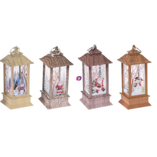 Prémium Fa hatású Lámpás 13 cm LED világtással, elemes 4 féle választható kivitelben