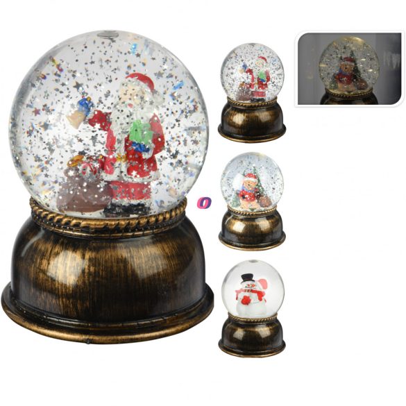 Prémium Karácsonyi LED-es hógömb 14cm vízkeveréssel, 3 féle választható kivitel