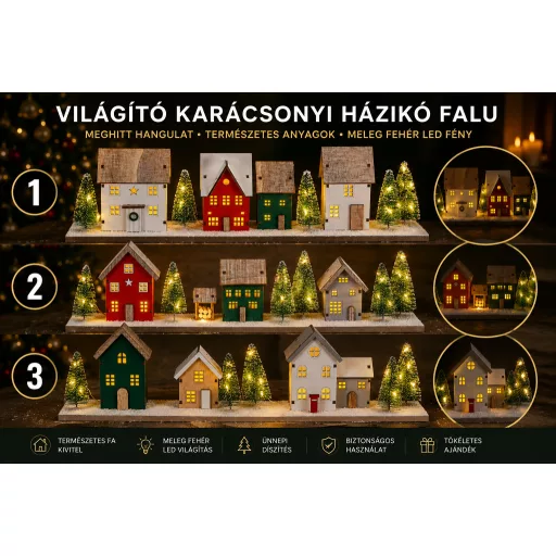 Karácsonyi házikók talpon, 40 cm többféle választható kivitel