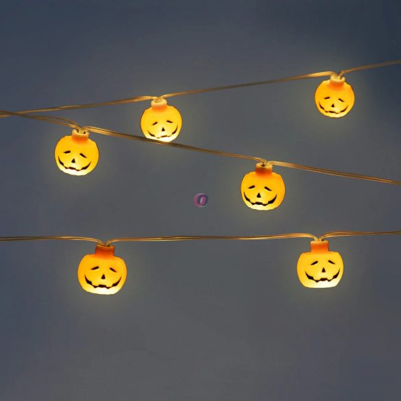 Halloweeni, őszi  tök fényfüzér elemes 12 LED 1,4 m 2xAA