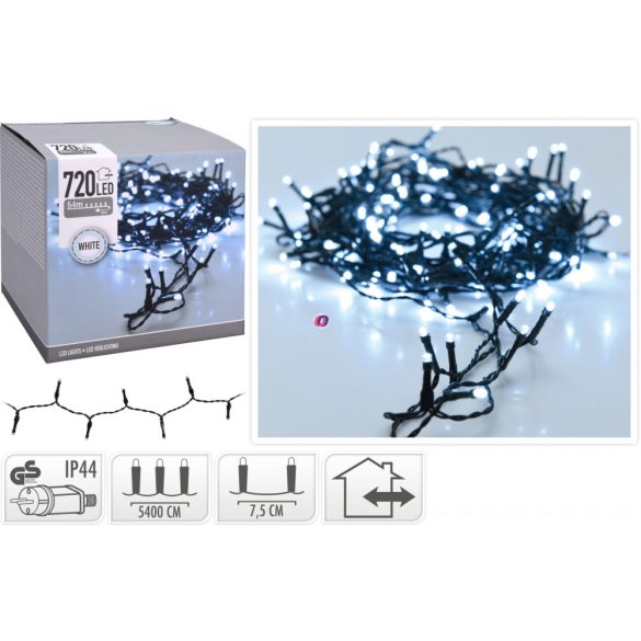Kültéri fényfüzér 54m hidegfehér 720 LED IP44 memóriás