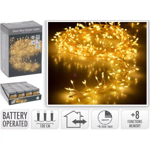 100 micro led cluster 1 m melegfehér karácsonyi fényfüzér