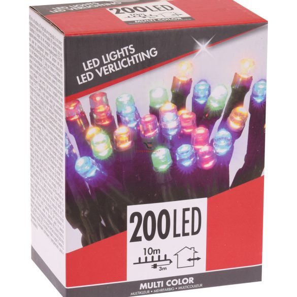 200 LED égősor 10m IP44 színes kültéri karácsonyi fényfüzér