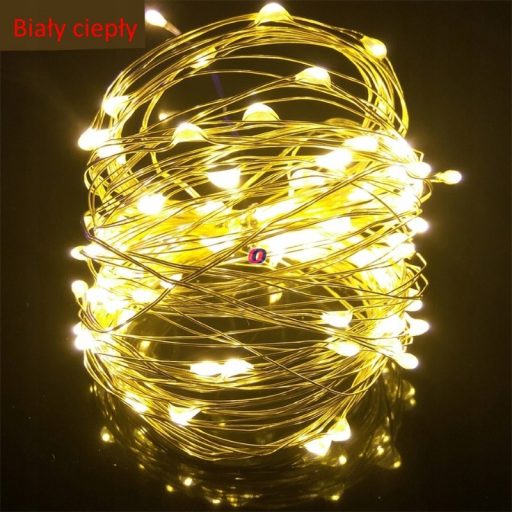 40 LED Micro LED fényfűzér melegfehér kültéri elemes timer, 8 program