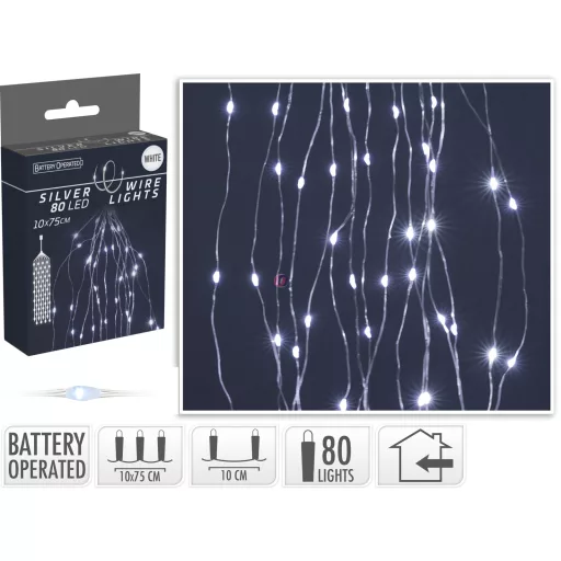 Fényzuhatag csokor fényfüzér 80 LED hidegfehér 10x0,8 m micro led