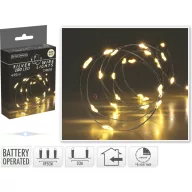   Időzítős elemes fényfűzér 100 LED melegfehér ezüstdrót micro led