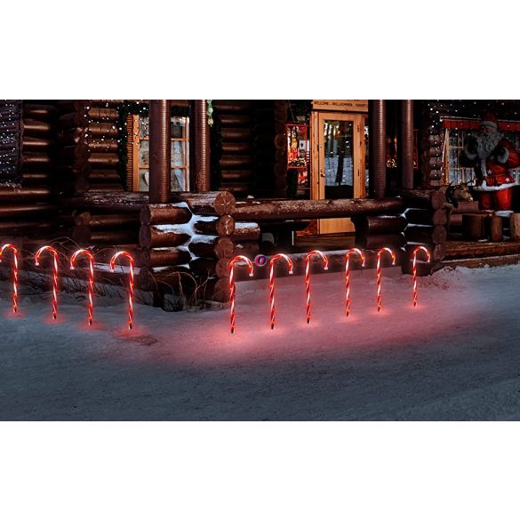Kültéri Világító cukorbot,  sétapálca 8db-os szett 47 cm IP44 ,Timer, 8 funkció