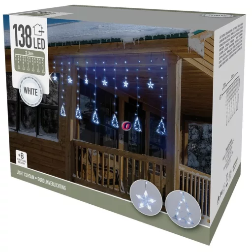 Kültéri Figurás Fényfüggöny 220 cm 138 LED hidegfehér 8 program