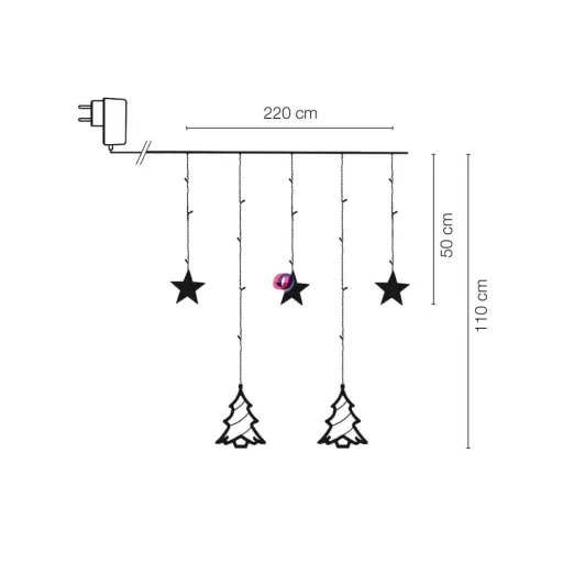 Kültéri Figurás Fényfüggöny 220 cm 138 LED hidegfehér 8 program