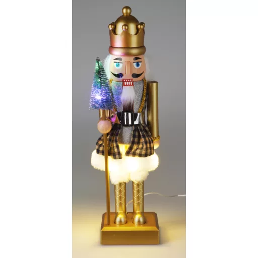 LED-es Luxury Diótörő figura zenélő, arany 40 cm, 4 féle