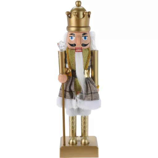 LED-es Luxury Diótörő figura zenélő, arany 40 cm, 4 féle