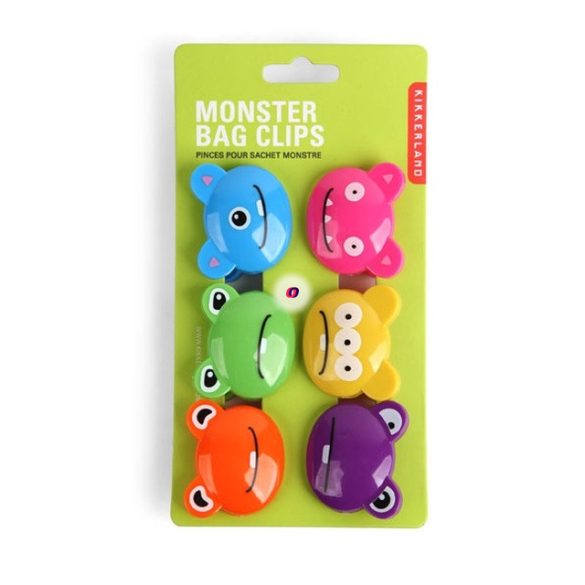Tasakzáró csipesz, szörnyecskés multicolor 6 db-os szett