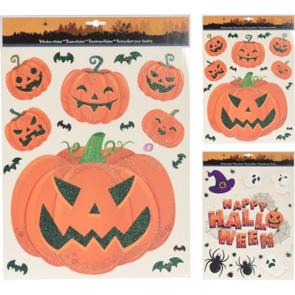 XL Halloweeni Ablakmatrica glitteres, 2 féle választható 30x42 cm