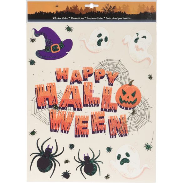 XL Halloweeni Ablakmatrica glitteres, 2 féle választható 30x42 cm