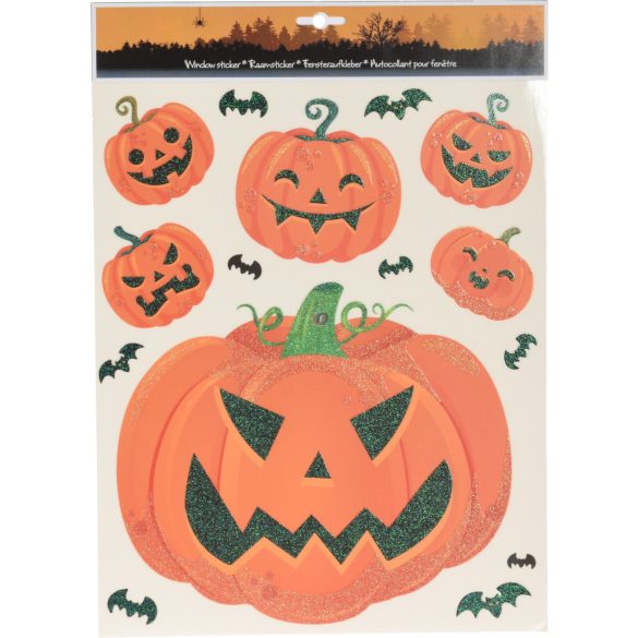 XL Halloweeni Ablakmatrica glitteres, 2 féle választható 30x42 cm