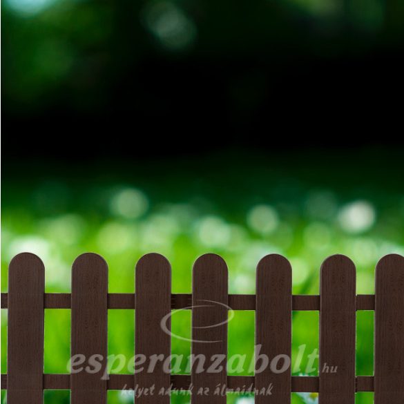 Kerti virágágyás kerítés ágyásszegély barna fa hatású