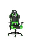 Gamer szék - derékpárnával, fejpárnával - zöld