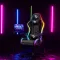RGB LED-es gamer szék - karfával, párnával - fekete